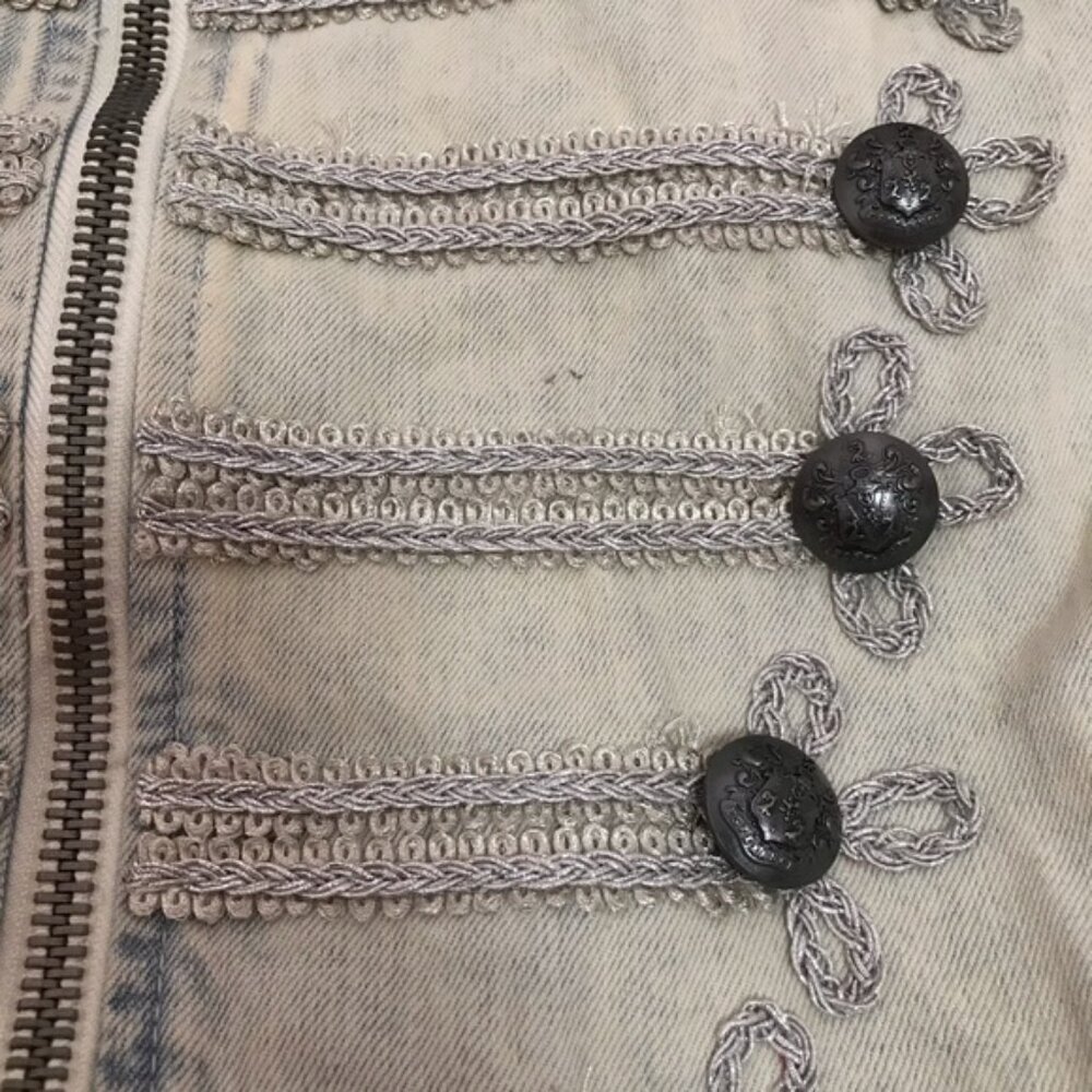 Free People Embroidered Officer Striped Denim Vest - Picture 3 of 7